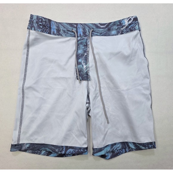 Huk Hybrid Shorts Men 32 LIMITED USE Performance Fishing Pockets Blue Water Camo - Picture 9 of 9